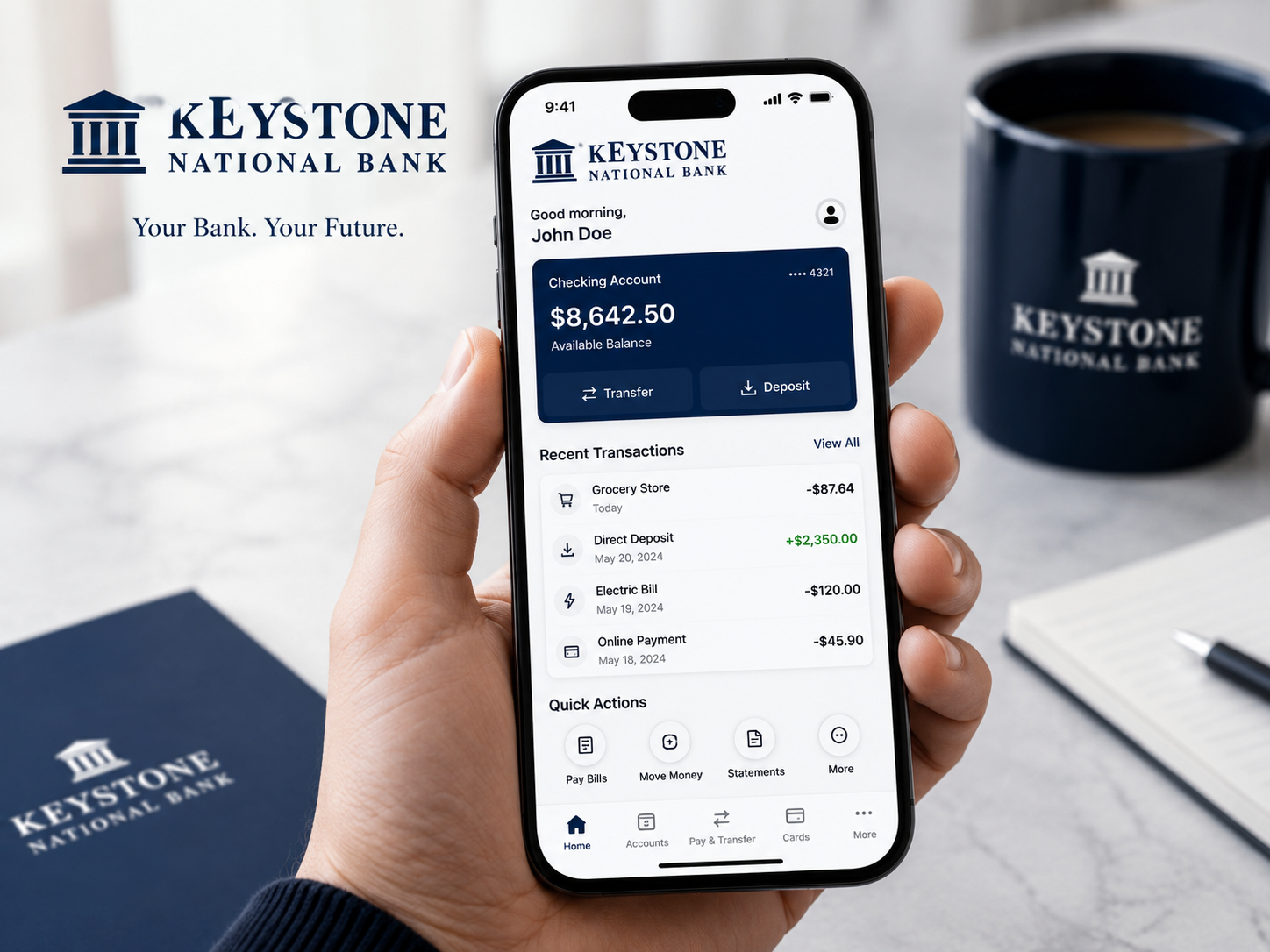 Banking dashboard interface